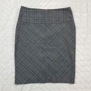 Vintage gray and blue plaid pencil skirt medium